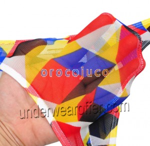 Patrón de los hombres Tanga Hilo A cuadros T-Back Mini Bikinis Bulge Bolsa Cilindro Male G-string Pantalones Ropa Interior MU251X