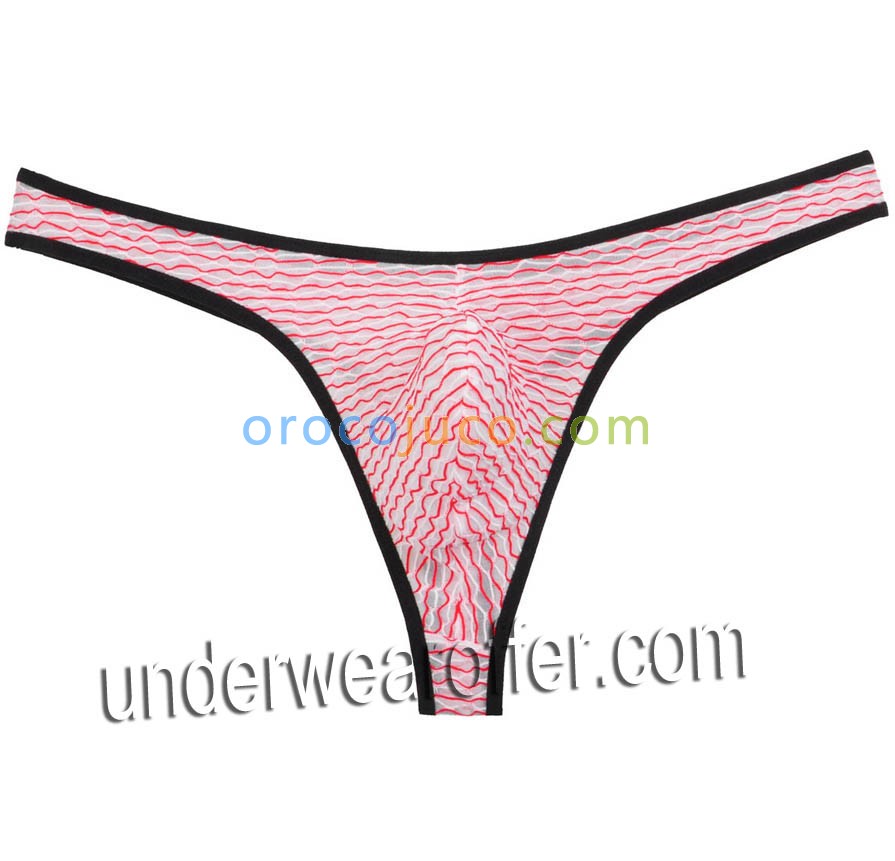 Men Jacquard Mesh T-Back Underwear Sexy G-String Bulge Pouch Bikinis Thong Pants MU259X