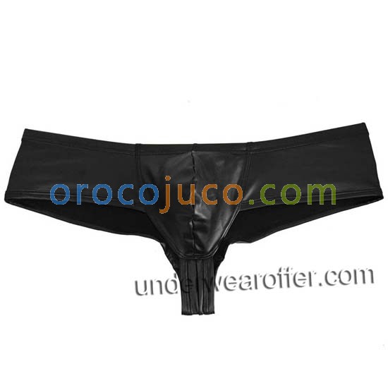 Men Leather Like Stretch Bikini Boxer Underwear Cheeky Briefs Micro Thong Boxers MU85X