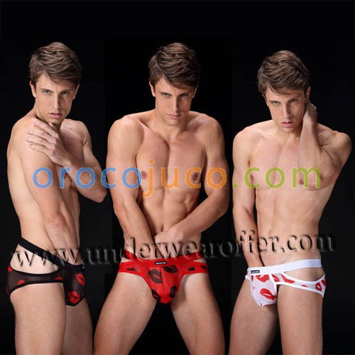 New Sexy Men’s See-through Flaming Lips Bikinis Boxers Underwear Pouch Sheer Jockstrap Briefs MU960