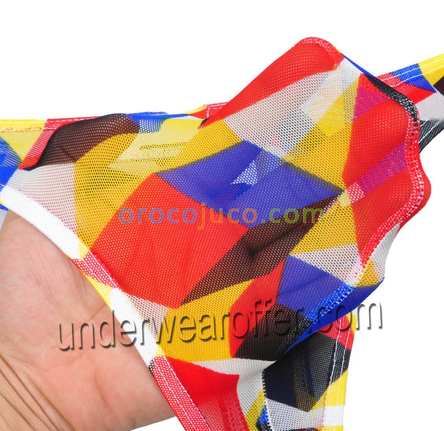 Men's Pattern Thong Yarn Plaid T-Back Mini Bikinis Bulge Pouch Cylinder Male G-string Underwear Pants MU251X