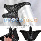 Men 3D Pattern Dadi a patta Faux Ball Hole Underwear Bikini Long Pouch Brief MU427S