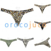 Men's Leopard Swimwear Ice Silk Lining Thong Bikini Swimsuit Surfing Pants Swim Beachwear