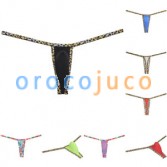Mens leopard bordered slim thong Underwear Soft string ice silk hipster G-string
