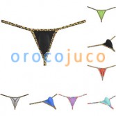 Men leopard bordered micro Thong Underwear Soft & Thin ice silk hipster G-string