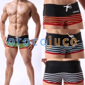 Gli uomini sexy Low Rise Stripe Boxer Slip Swimwear Boxer Shorts Comodo Costume da bagno M L XL 2XL 4 colori per scegliere MU342