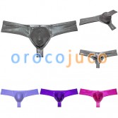 Sex Men Shiny Metallic Cheek Underwear Mini Bikini Trunks 1/3 Rear Skimpy Briefs MUOR290C