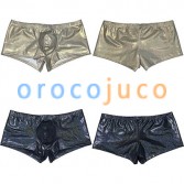 Men's Soft Dazzle Leather Boxer Briefs Underwear Bulge Pouch Panties Hot Trunks