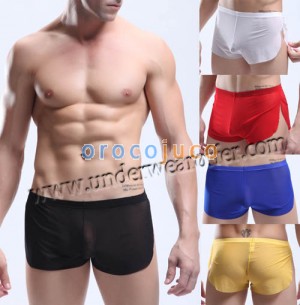 New Sexy Men’s See-through Mesh Thin Bottom Brief Underwear Sheer Sports Boxers  MU962