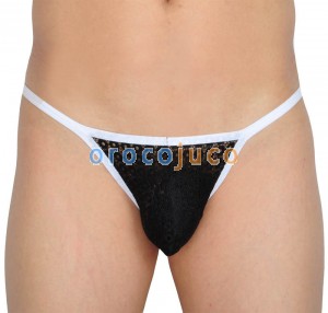 Slip a rete in pizzo da uomo Mini slip intimo Slip a portafoglio rigonfio sexy perizoma M L XL MU233X