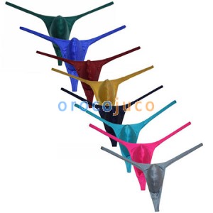 Men's Gorgeous pure color Pouch Thong Bulge Underwear Shiny Bikini