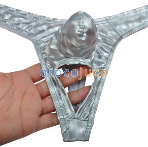 Men Pouch Underwear Modello 3D T-Back Ball Out Faux Foro corto per Scroto perizoma MU408