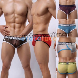 Brand New Sexy degli uomini trasparenti Slip Mesh Slip biancheria intima Comodo stile Videotape Cinghia slip 6 colori MU376
