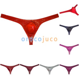 Men's Shiny Ice Silk Pouch Thong Wet Look G-String Bottoms Stretch Pants Underwear