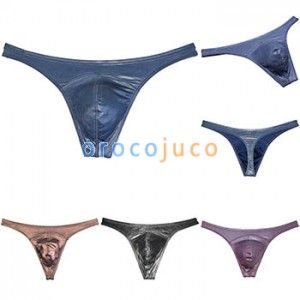 Men's Shiny Metallic Bikini Classic Bulge Pouch Thong G-string Underwear