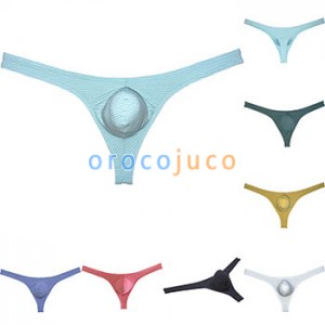 Men's Check Thong Underpants Soft Pouch Enhancing Bikini Hipster T-back Underwear