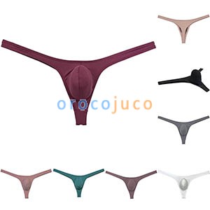 Men's Pouch Thong Underpants Soft Elastic Bikini Skin Feel T-back Underwear