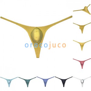 Men's Check Spandex Bikini Pouch Thong G-string Micro T-back Underwear