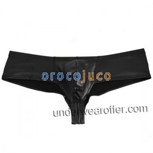 Cuoio degli uomini come bikini elasticizzato Intimo pugile Slip sfacciati Boxer Micro perizoma MU85X
