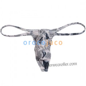 Men's Newspaper Micro Thong Intimo maschile Pouch Pouch String Tangas Guy T-Back MU732