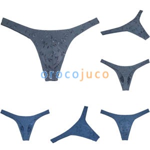Men's Embroider G-string Bulge Pouch Unusual Thong Underwear Stretch T-back Hipster Tanga