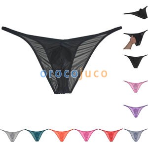 Men's Glass Yarn Underwear Organdy Pants Sheer Cheeky Briefs Slip Hombre Sissy Bikini Briefs