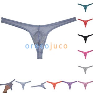 Sexy Men's Sheer Glass Yarn Bikini Thong Underwear Pouch T-back Organdy Tangas