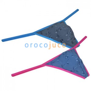 Men's Embroidery Bikini Thong Delicate G-String Diamond Back Tangas Underwear