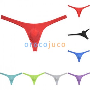 Men's Super Thiny Ice Silk Bikini G-string Underwear Low-rise Soft Pouch Thong