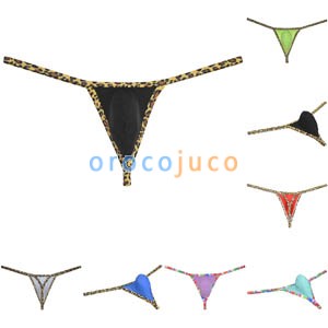 Men leopard bordered micro Thong Underwear Soft & Thin ice silk hipster G-string