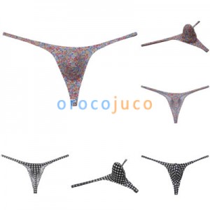 Men Air Bubble Knitted Fabric Micro Thong Underwear Elastic String Bikini Tangas