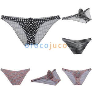 Men's Bikini Air Bubble Knitted Fabric Cheeky Briefs Side Hook Briefs Underwear