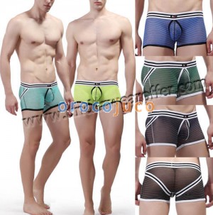 Strisce trasparenti per uomo Sexy Mesh intimo caldo Pouch Boxer Taglia S M L XL 6 colori Offerta MU1885