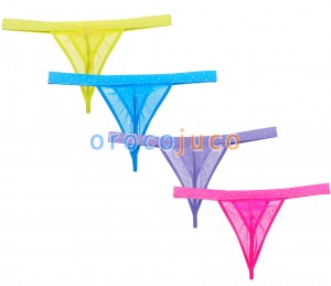 Bikini intimo sexy in pizzo jacquard perizoma intimo Cintura a rete aperta T-Back MU242X