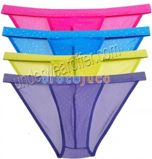 Mens Sheer Jacquard Lace Bikini Pants Underwear Mesh Belt Open Side Mini Slip MU243X