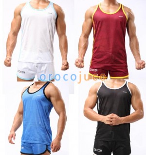 Sexy Men’s Casual Sports Running T-Shirts Fashion Tank Tops Vests Undershirt With Breath Hole MU330 M L XL