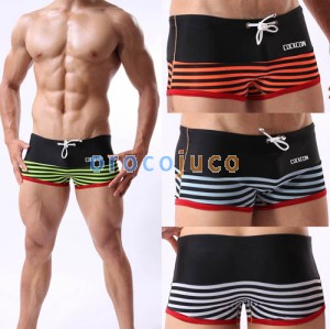 Gli uomini sexy Low Rise Stripe Boxer Slip Swimwear Boxer Shorts Comodo Costume da bagno M L XL 2XL 4 colori per scegliere MU342