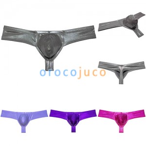 Sex Men Shiny Metallic Cheek Underwear Mini Bikini Trunks 1/3 Rear Skimpy Briefs MUOR290C