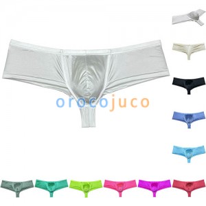 Men Glossy Bikini Underpants 1/2 Hip Underwear Bulge Pouch Boxer Briefs Swimsuit MUOR315