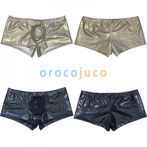 Men's Soft Dazzle Leather Boxer Briefs Underwear Bulge Pouch Panties Hot Trunks