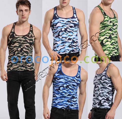 New Sexy Men’s Camouflage Underwear Tank Top Singlet Undershirt Comfy Casual Vest Size S M L Multi-colored Options MU1850