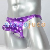 Мужские блестящие звезды T-Back Ball Hole Faux Underwear Длинные мешочки Бикини Орехи Out Thong MUX407