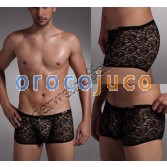 Sexy Men’S U-Briefs Lace Mesh Gripper Trunk Underwear See Through Lace Boxers Briefs MU1905